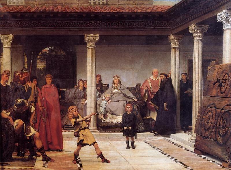 Sir Lawrence Alma-Tadema,OM.RA,RWS The Education of the Children of Clovis France oil painting art
